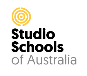 Studio Schools of Australia Logo. A linework illustration of a sun above black text that reads Studio Schools of Australia.