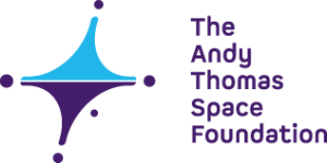 Andy Thomas Space Foundation Logo. Blue & Puple design arranged to look like the Southern Cross constellation.